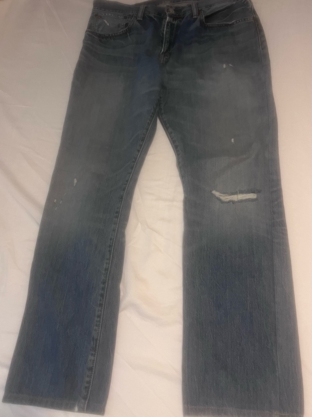 Polo by Ralph Lauren Distressed Wide-Leg Jeans - Blue